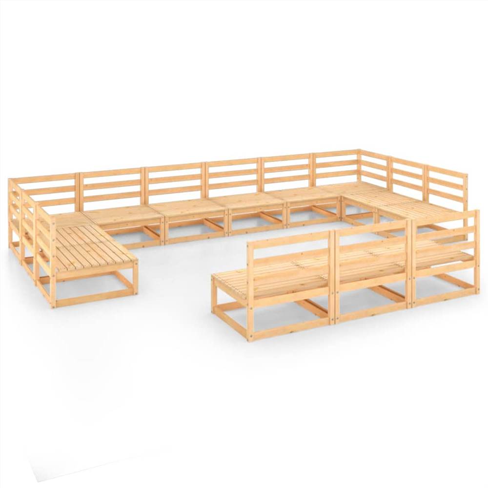 

13 Piece Garden Lounge Set Solid Pinewood