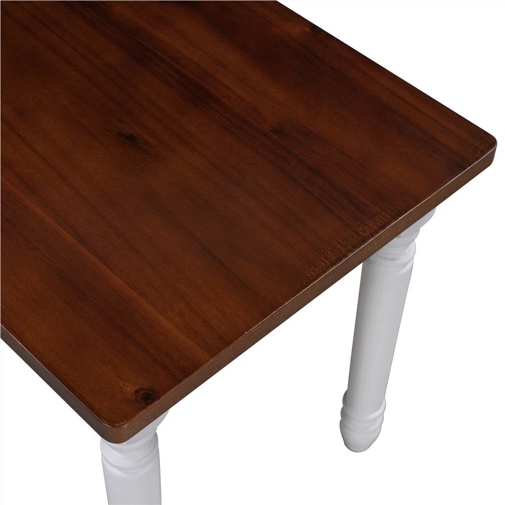 TOPMAX Retro Farmhouse Solid Wood Dining Table Cherry + White