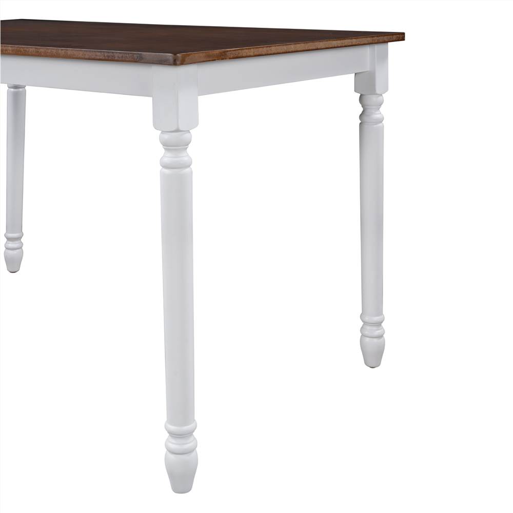 TOPMAX Retro Farmhouse Solid Wood Dining Table Cherry + White
