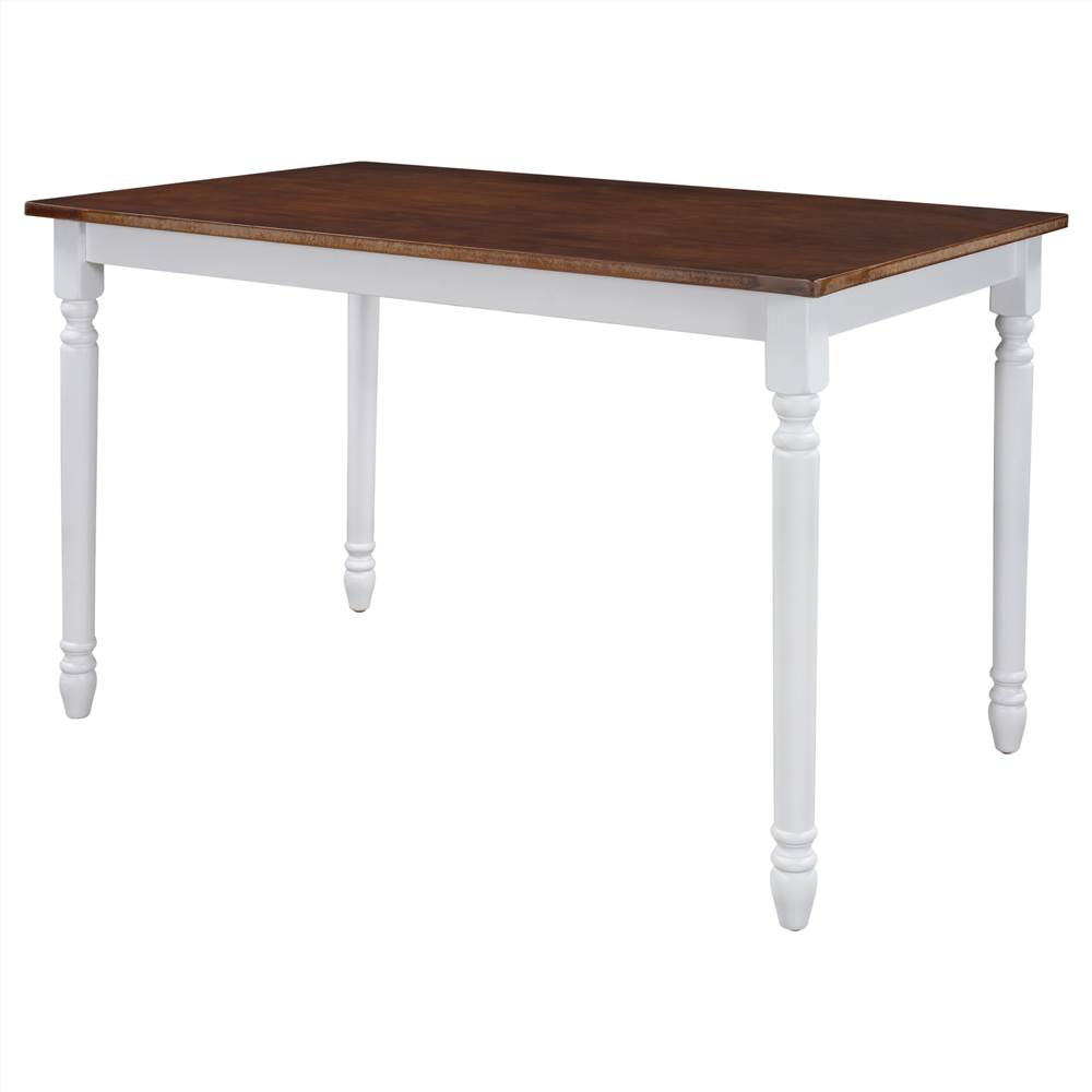 TOPMAX Retro Farmhouse Solid Wood Dining Table Cherry + White