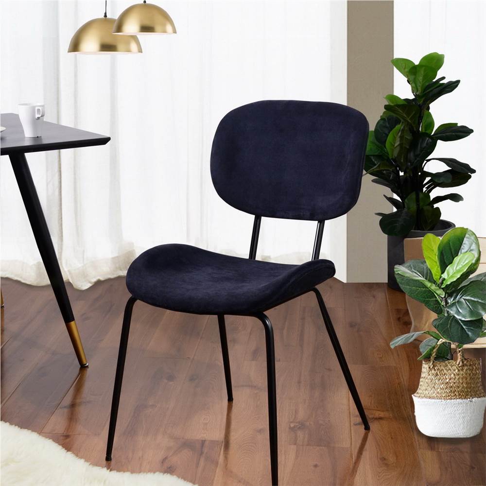 

Velvet Upholstered Dining Chair Set of 2, with Curved Backrest, and Metal Legs, for Restaurant, Cafe, Tavern, Office, Living Room - Navy