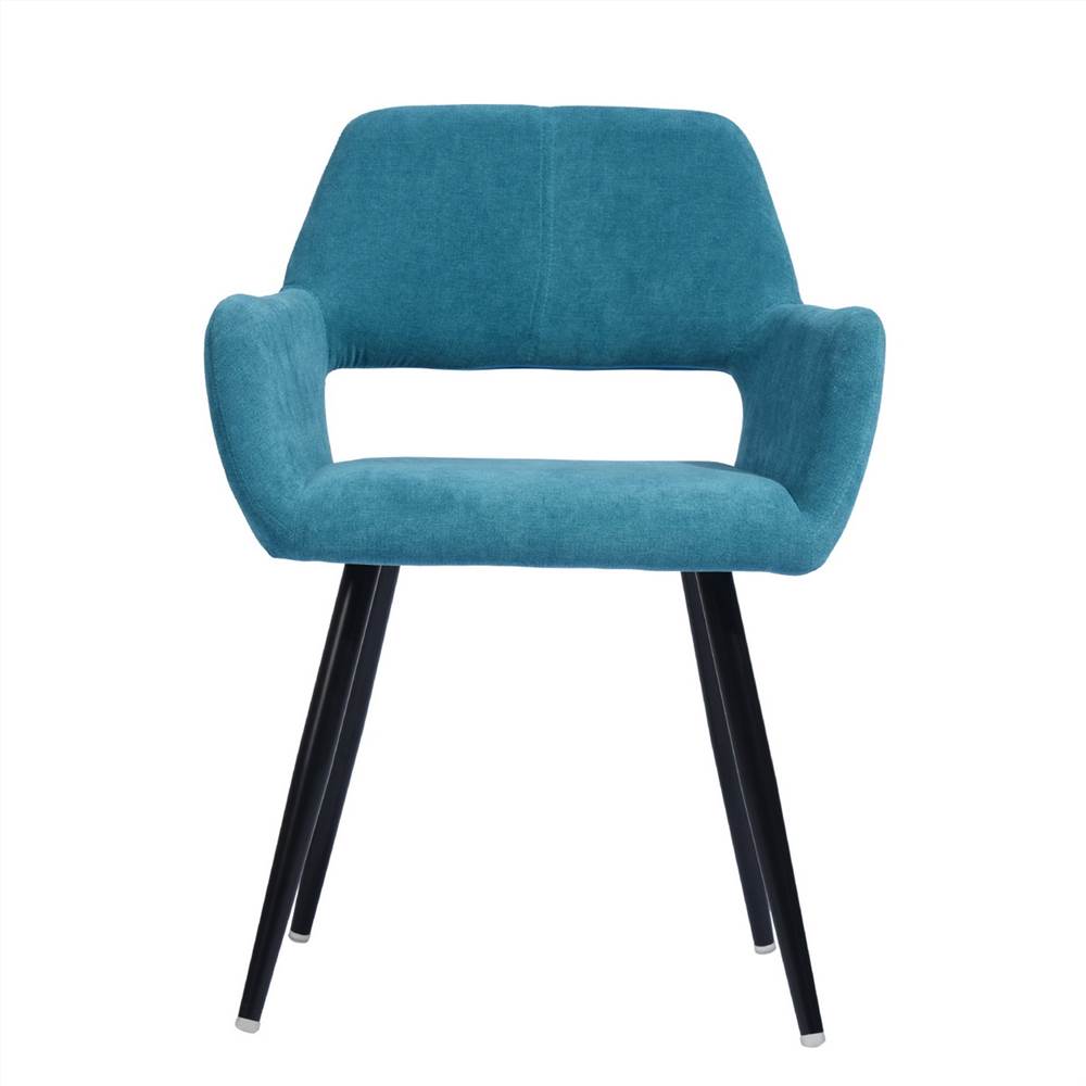 

Fabric Upholstered Dining Chair with Curved Backrest, and Metal Legs, for Restaurant, Cafe, Tavern, Office, Living Room - Blue