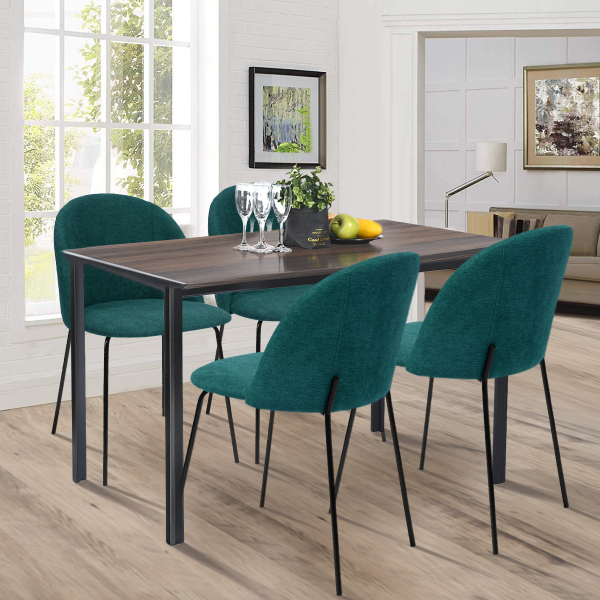 

Polyester Upholstered Dining Chair Set of 2, with Curved Backrest, and Metal Legs, for Restaurant, Cafe, Tavern, Office, Living Room - Green