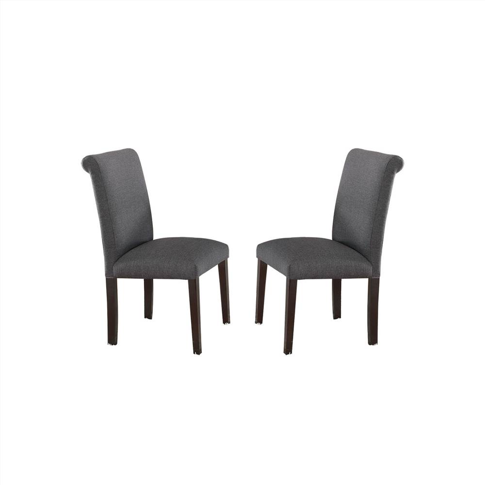 Набор из 2 обеденных стульев с тканевой обивкой, с деревянной рамой, для ресторана, кафе, таверны, офиса, гостиной - серый