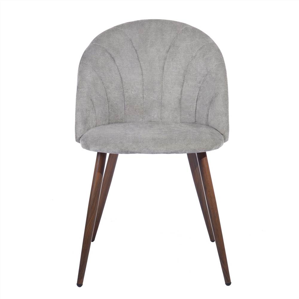 Velvet Upholstered Dining Chair Set of 2, with Curved Backrest Gray