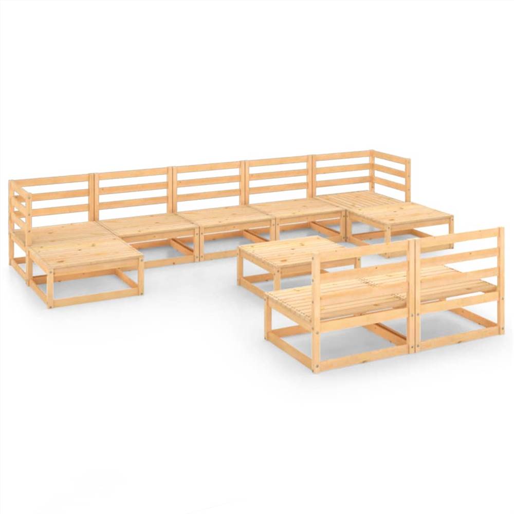 

10 Piece Garden Lounge Set Solid Pinewood