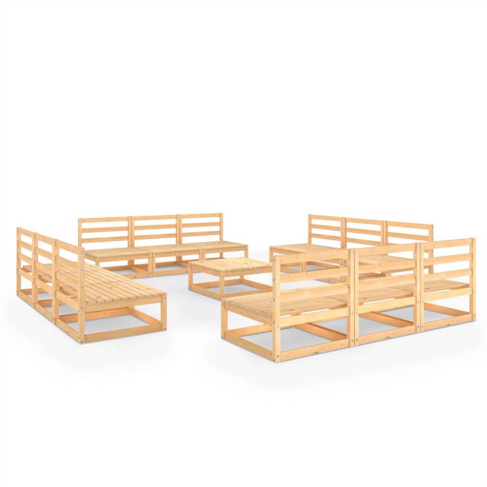 

13 Piece Garden Lounge Set Solid Pinewood