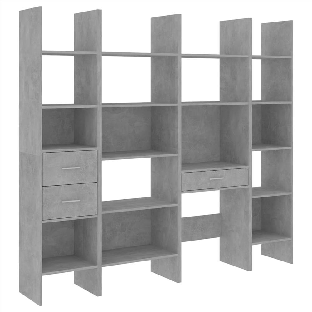 4 Piece Book Set Concrete Grey Chipboard