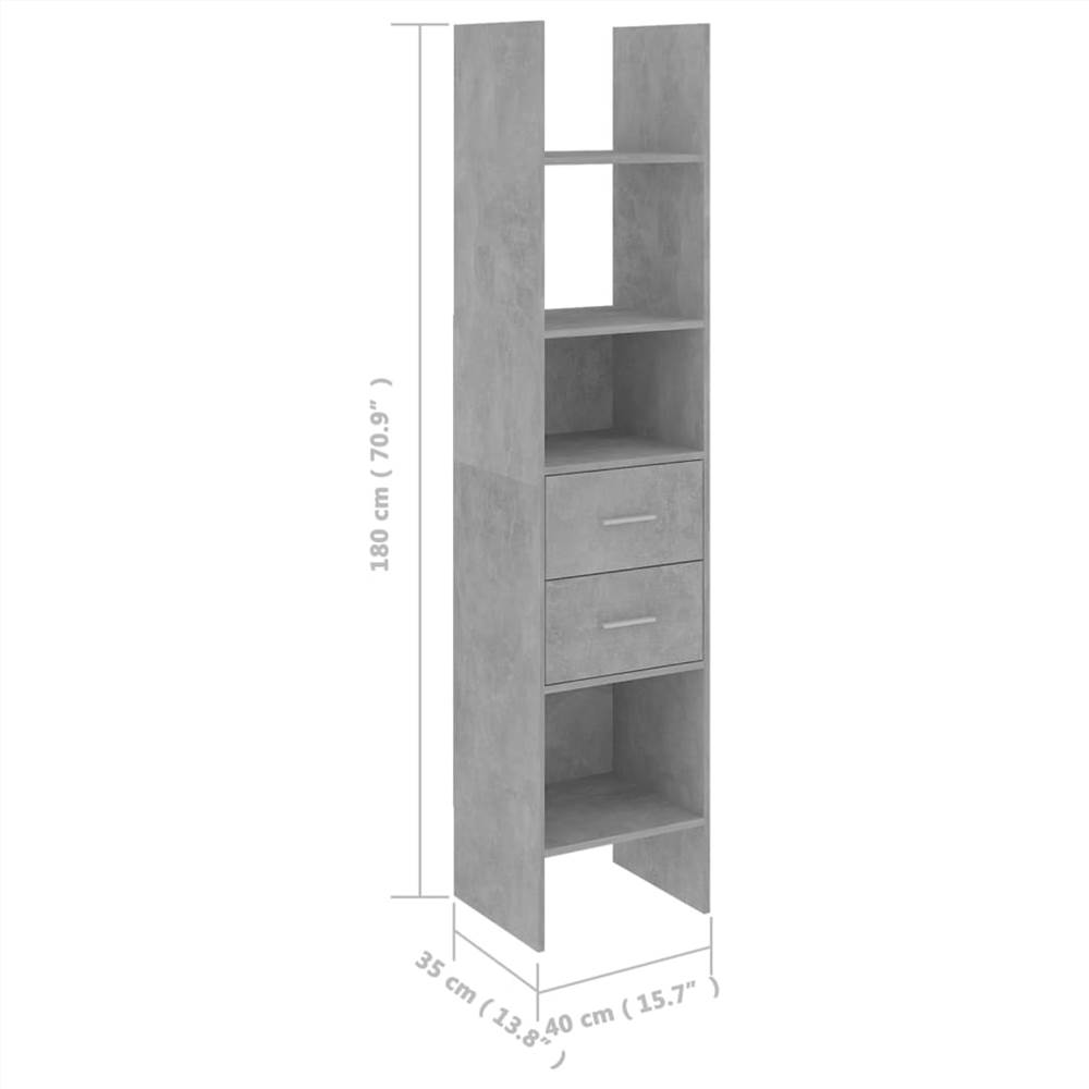 Piece Book Cabinet Set Concrete Grey Chipboard