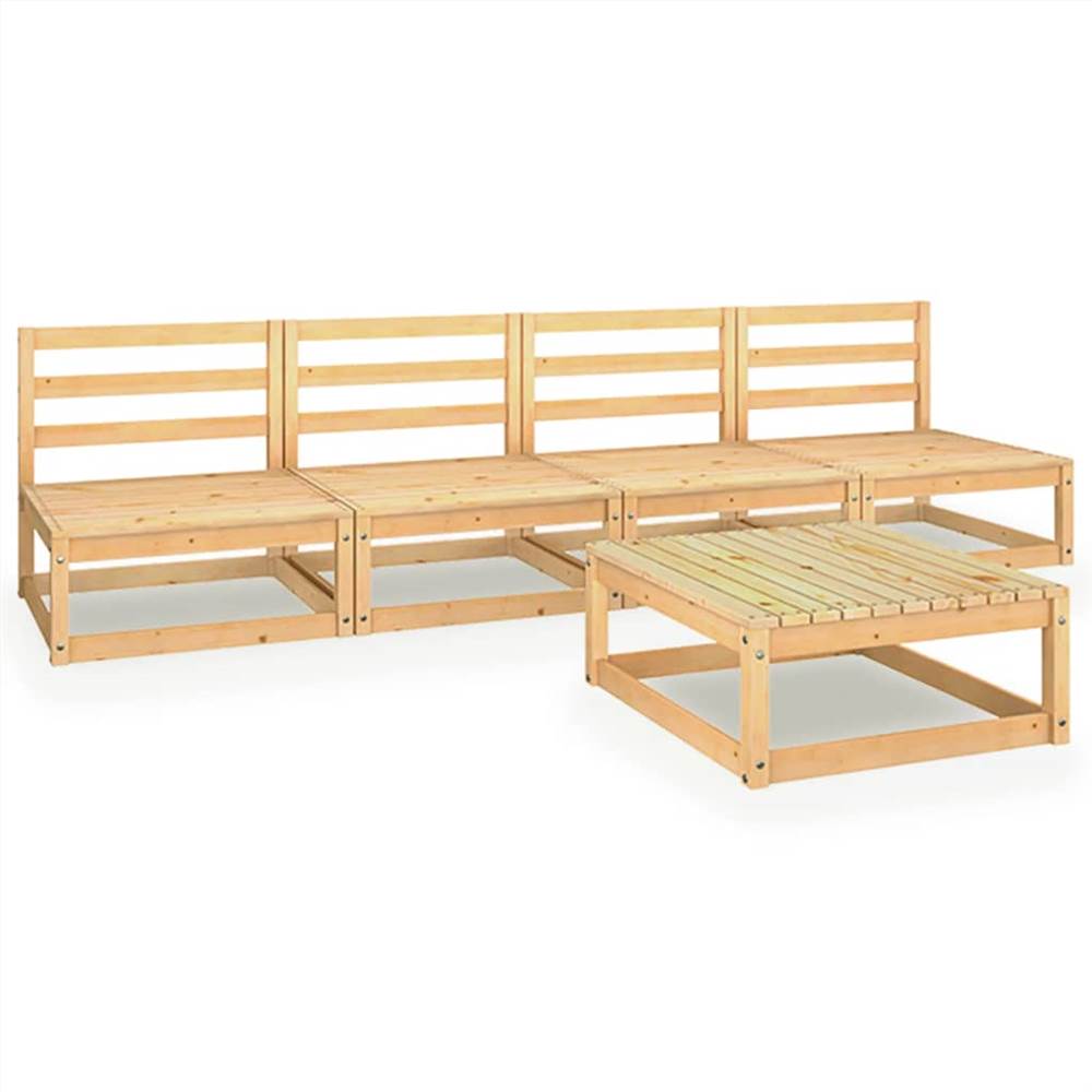 

5 Piece Garden Lounge Set Solid Pinewood