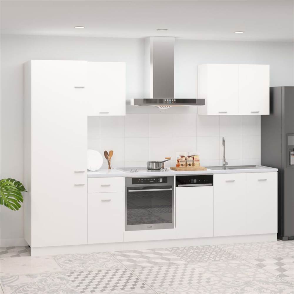 

7 Piece Kitchen Cabinet Set White Chipboard