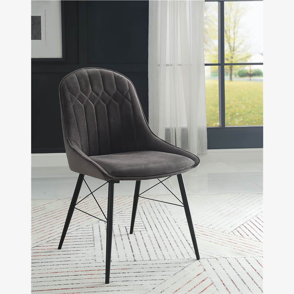 

ACME Abraham Fabric Upholstered Dining Chair Set of 2, with Curved Backrest, and Metal Legs, for Restaurant, Cafe, Tavern, Office, Living Room - Gray