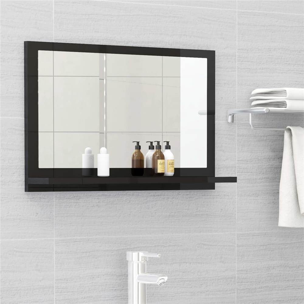 

Bathroom Mirror High Gloss Black 60x10.5x37 cm Chipboard