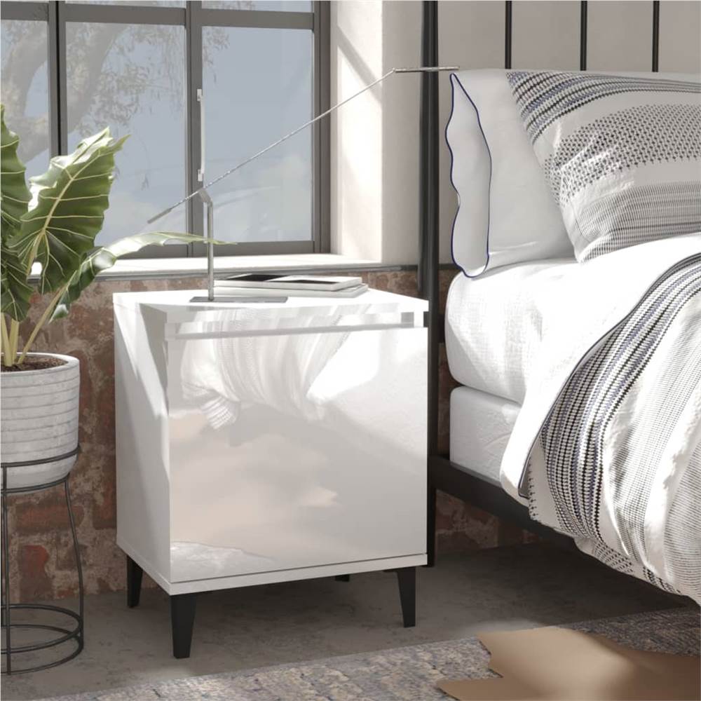 

Bed Cabinets with Metal Legs 2 pcs High Gloss White 40x30x50 cm