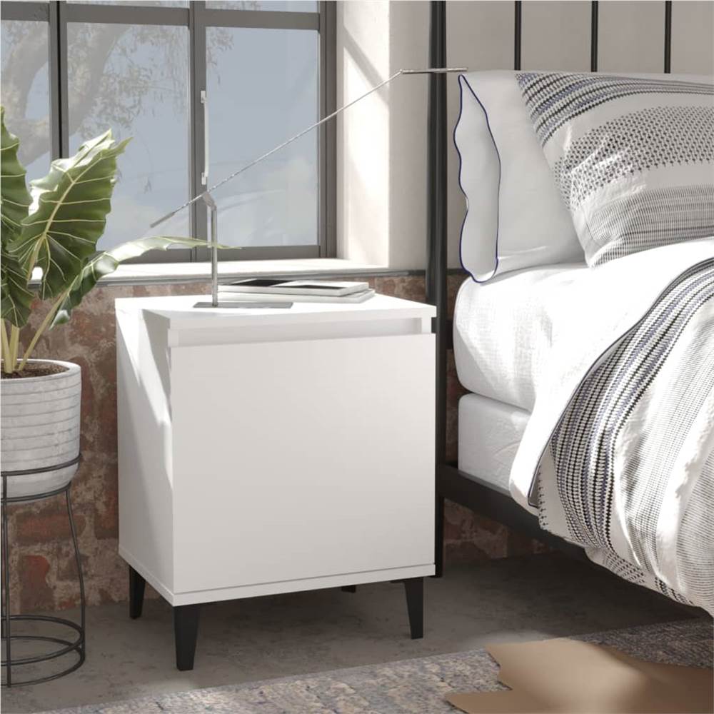 

Bed Cabinets with Metal Legs 2 pcs White 40x30x50 cm