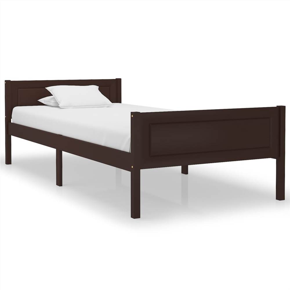 

Bed Frame Solid Pinewood Dark Brown 90x200 cm