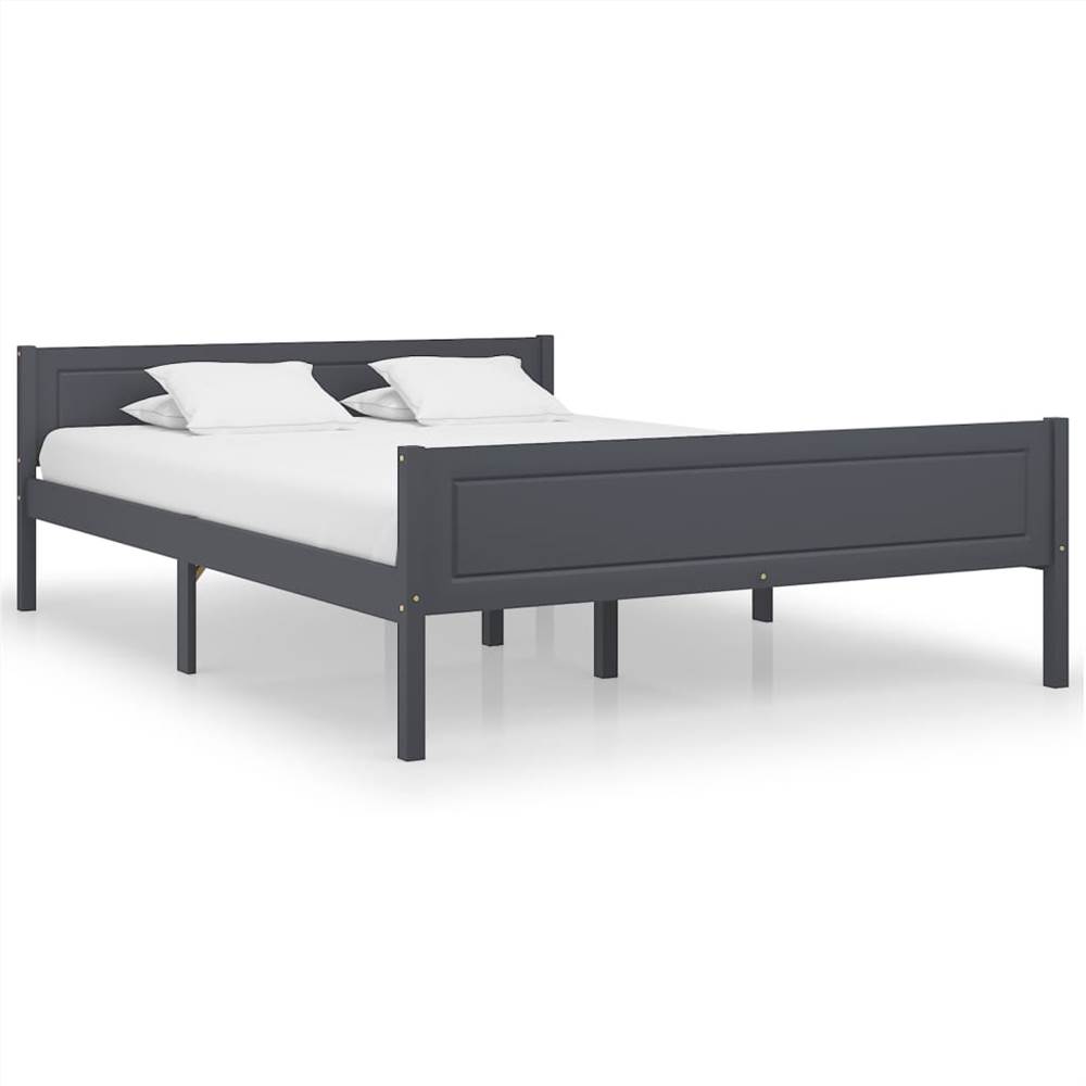 Bed Frame Solid Pinewood Grey 140x200 cm