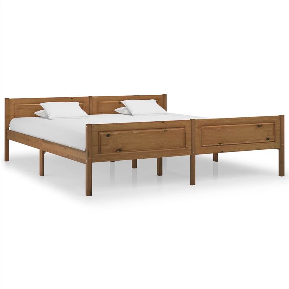 Bed Frame Solid Pinewood Honey Brown 180x200 cm