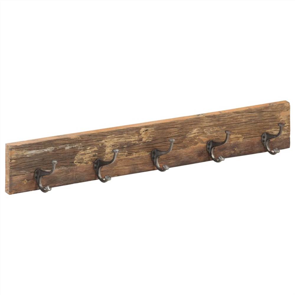 Hall Hanger with 5 Hooks 100x2.5x15 cm Solid Reclaimed Wood