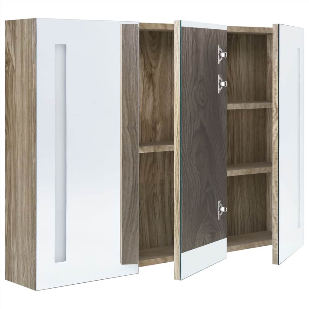 LED Bathroom Mirror 89x14x62 cm Oak