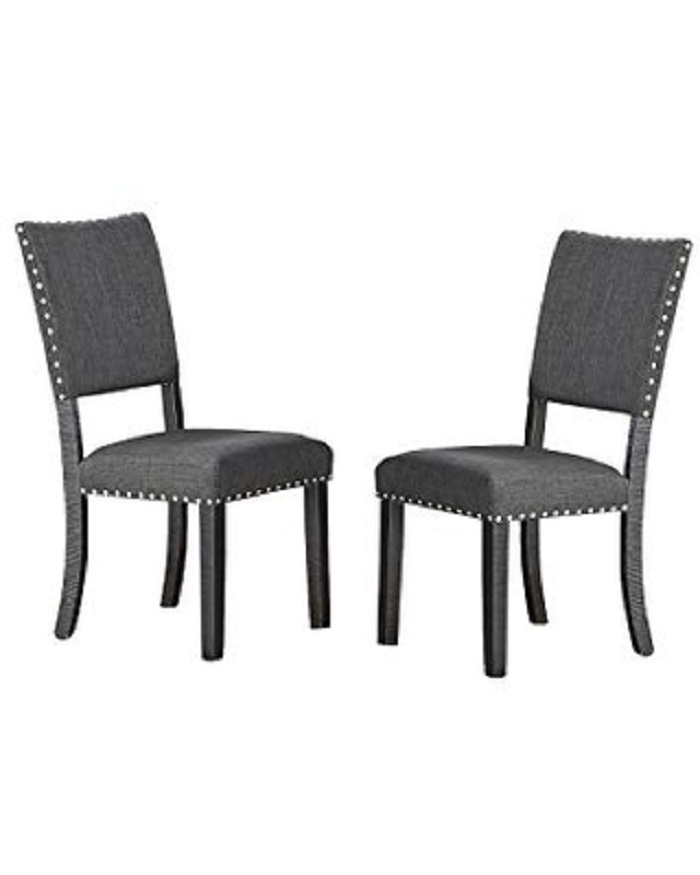 Набор из 2 обеденных стульев с тканевой обивкой, с высокой спинкой и деревянными ножками, для ресторана, кафе, таверны, офиса, гостиной - серый