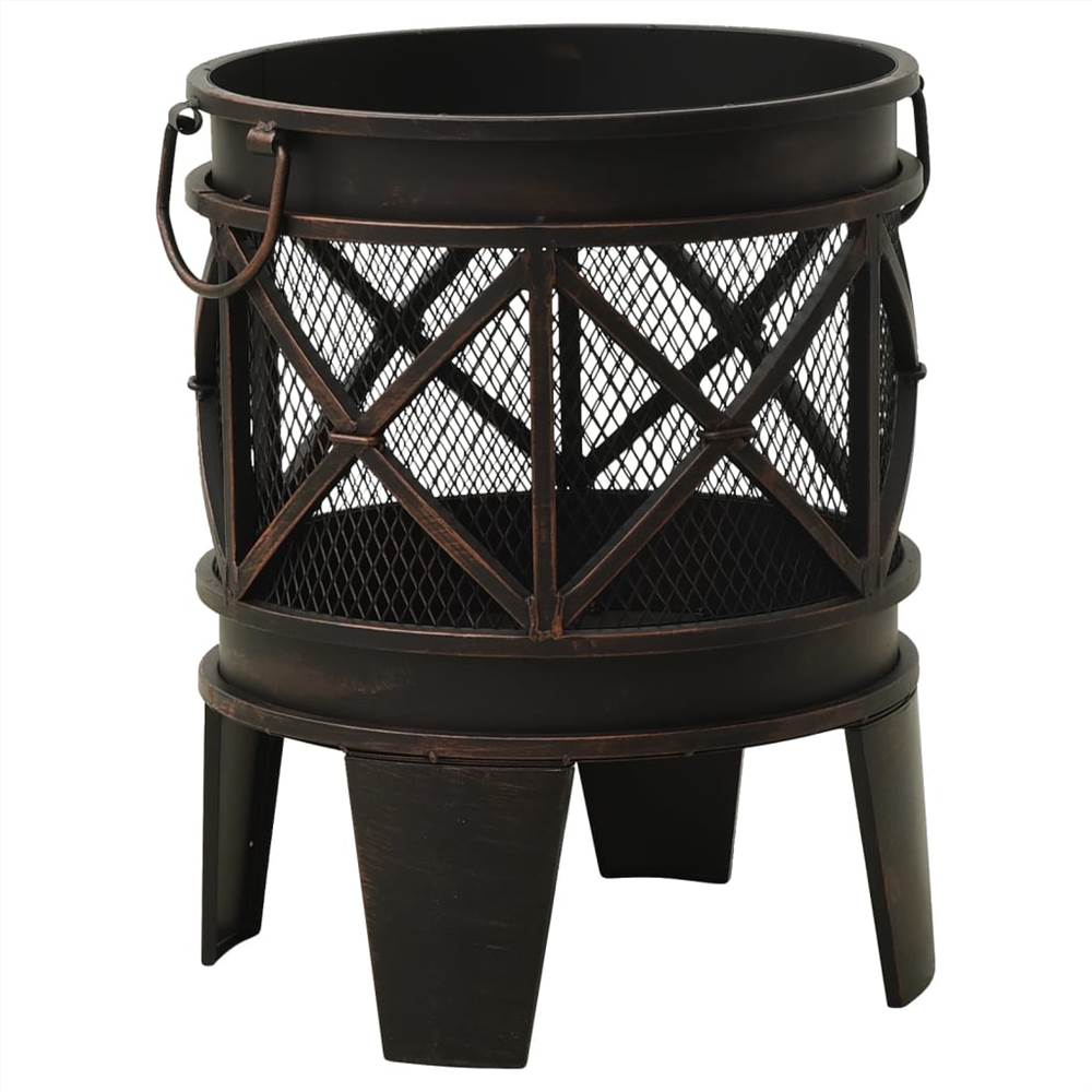 Rustic Fire Pit with Poker Φ42x54 cm Steel