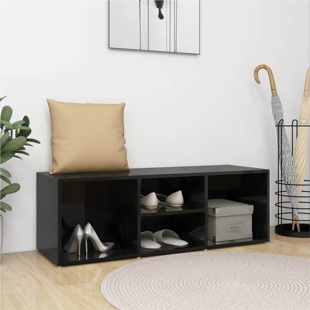 

Shoe Storage Bench High Gloss Black 105x35x35 cm Chipboard