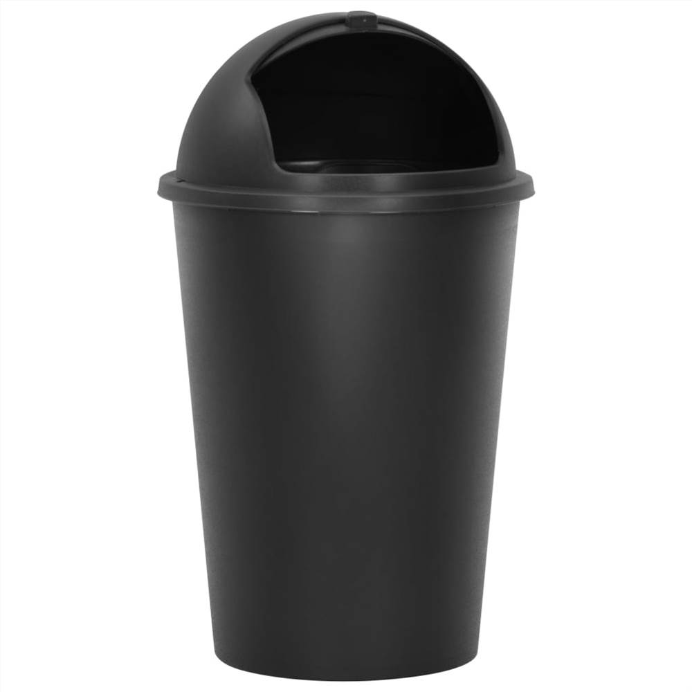 Single Bin Trash Can Black 50 L