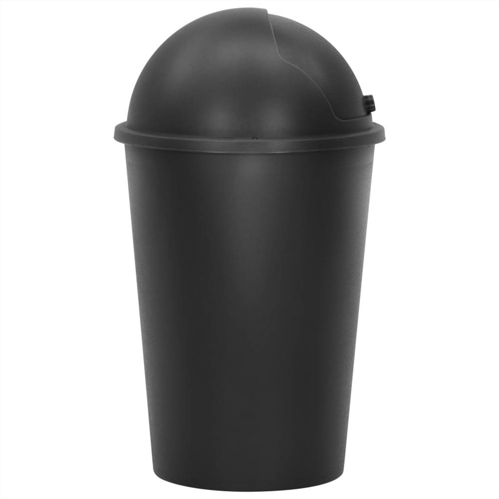 Single Bin Trash Can Black 50 L