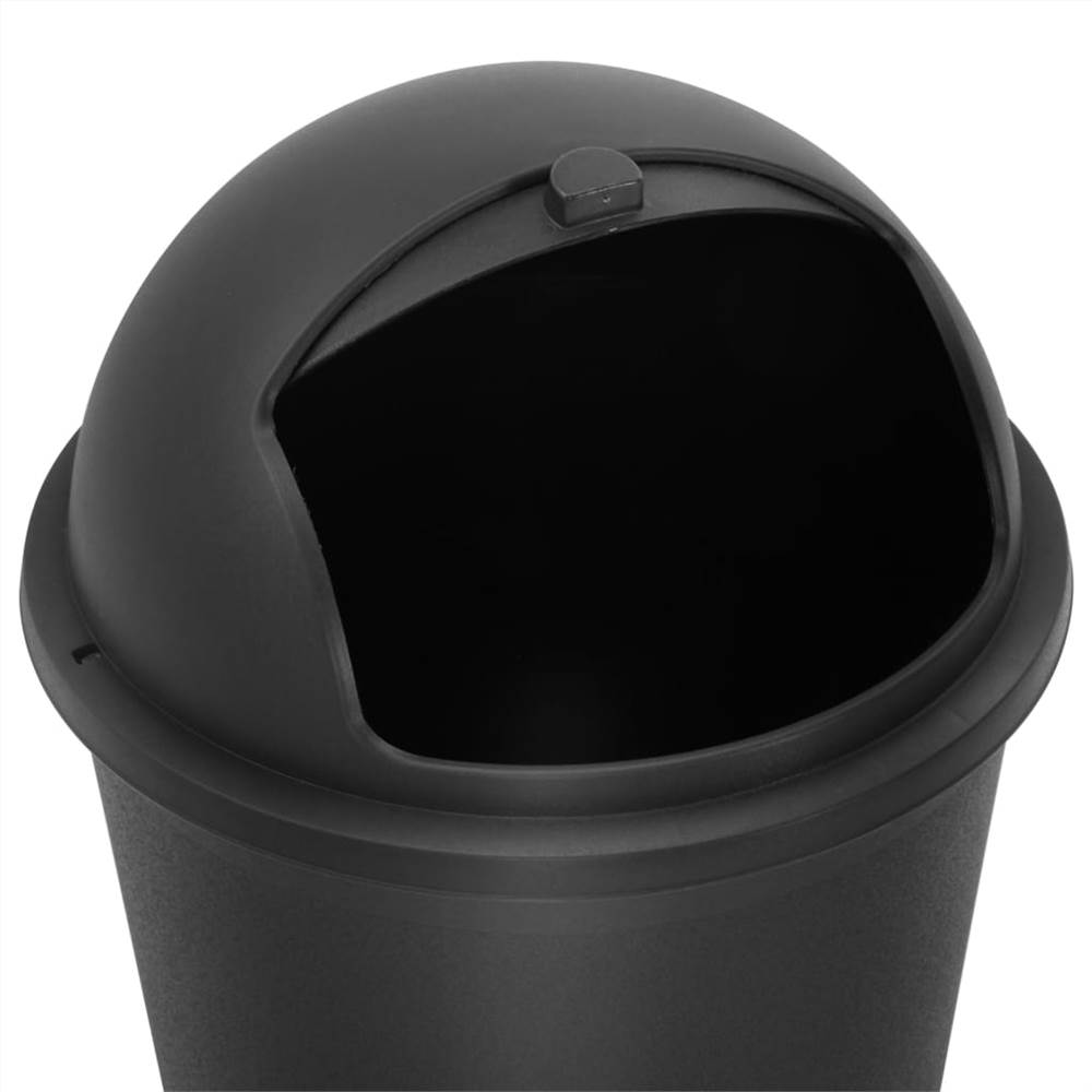 Single Bin Trash Can Black 50 L