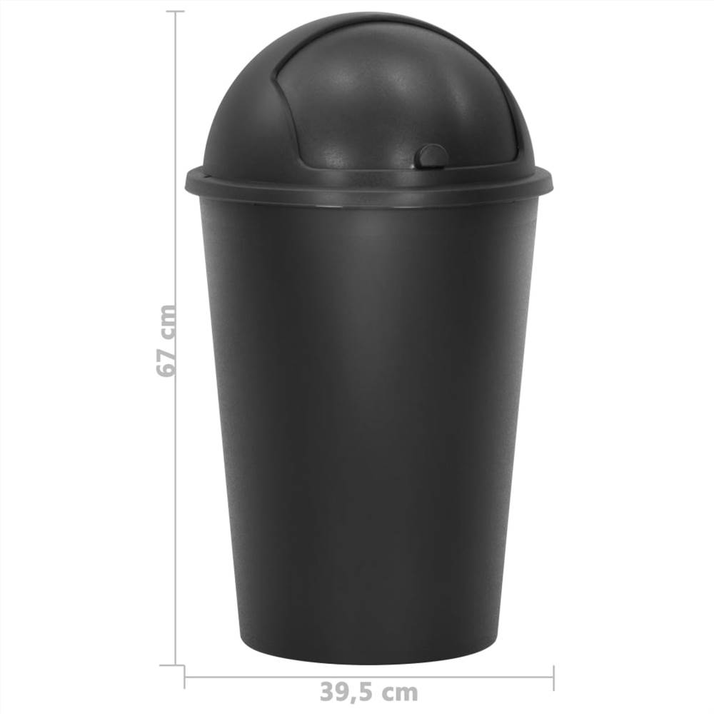 Single Bin Trash Can Black 50 L
