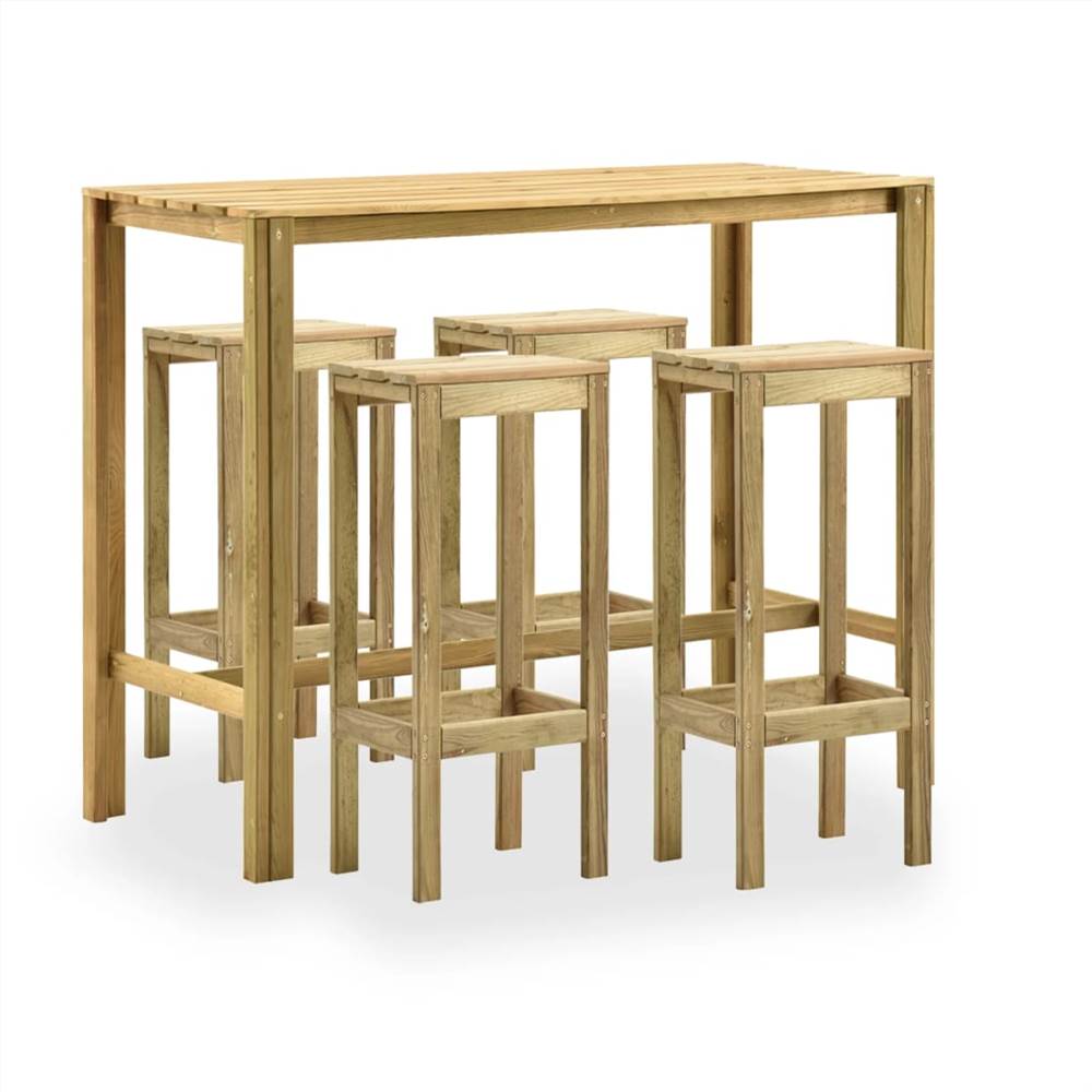 

5 Piece Garden Bar Set Green Impregnated Pinewood