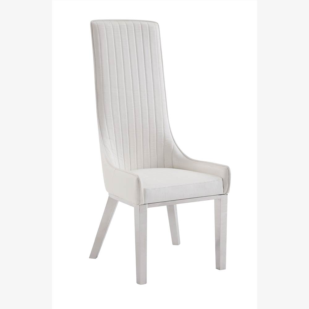 

ACME Gianna PU Upholstered Dining Chair Set of 2, with High Backrest, and Metal Legs, for Restaurant, Cafe, Tavern, Office, Living Room - White