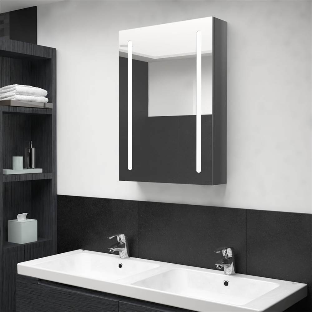 

LED Bathroom Mirror Cabinet Shining Grey 50x13x70 cm