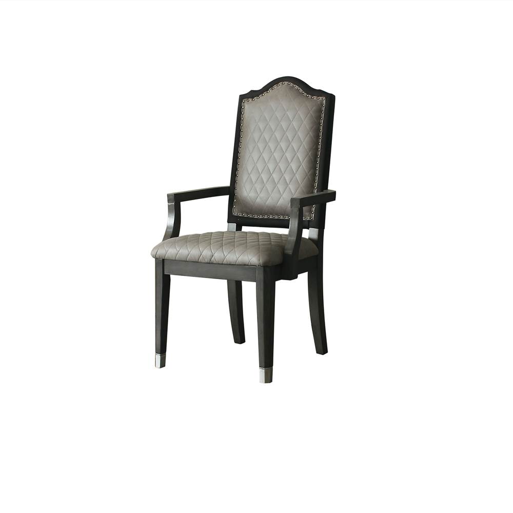 

ACME Beatrice Fabric Upholstered Dining Chair Set of 2, with High Backrest, and Wood Legs, for Restaurant, Cafe, Tavern, Office, Living Room - Beige