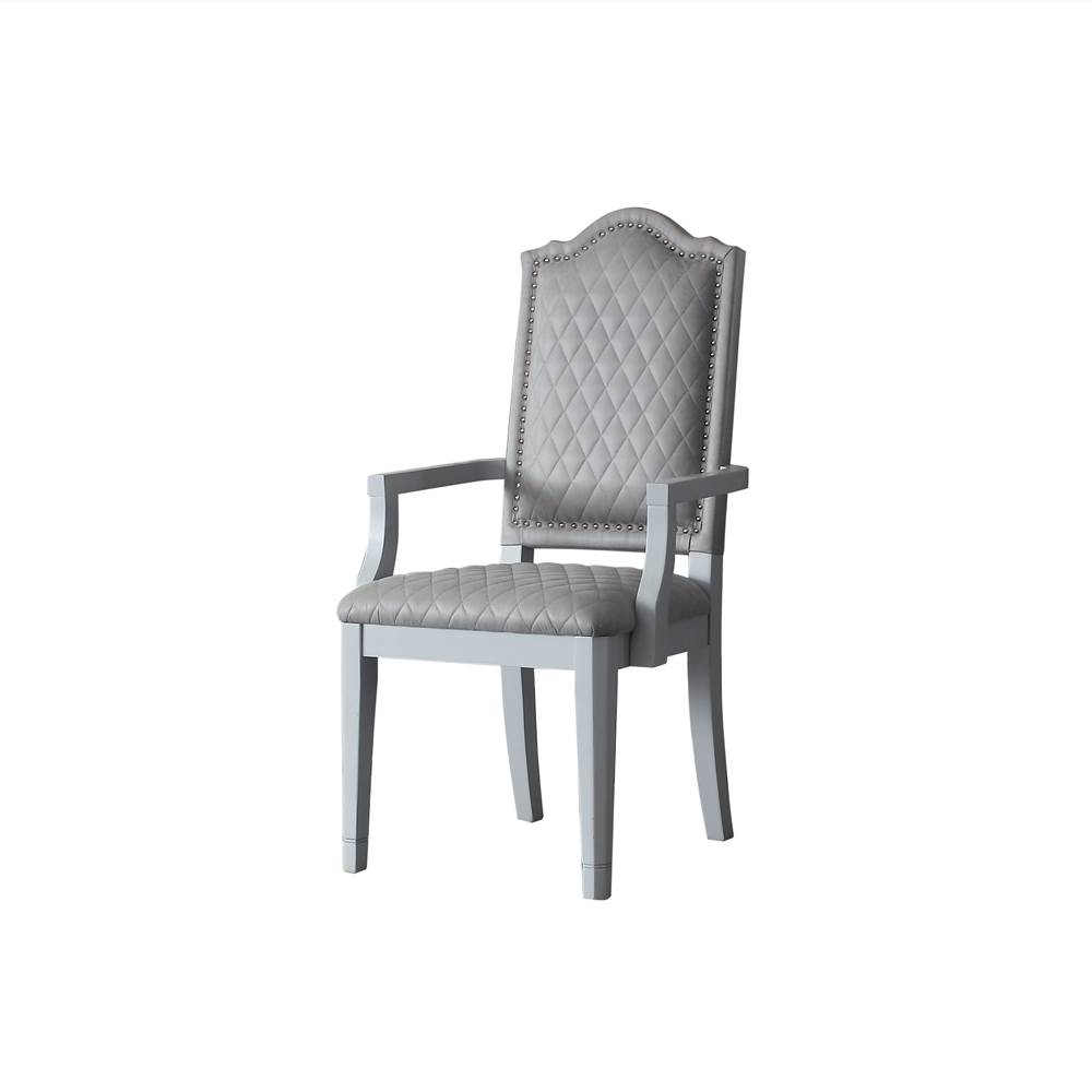 

ACME Marchese Fabric Upholstered Dining Chair Set of 2, with High Backrest, and Wood Legs, for Restaurant, Cafe, Tavern, Office, Living Room - Gray