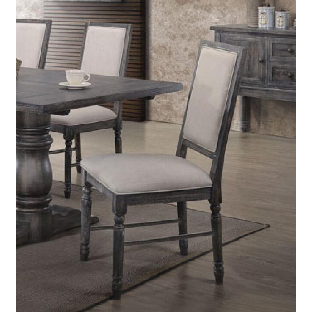 

ACME Leventis Linen Upholstered Dining Chair Set of 2, with High Backrest, and Wood Legs, for Restaurant, Cafe, Tavern, Office, Living Room - Cream