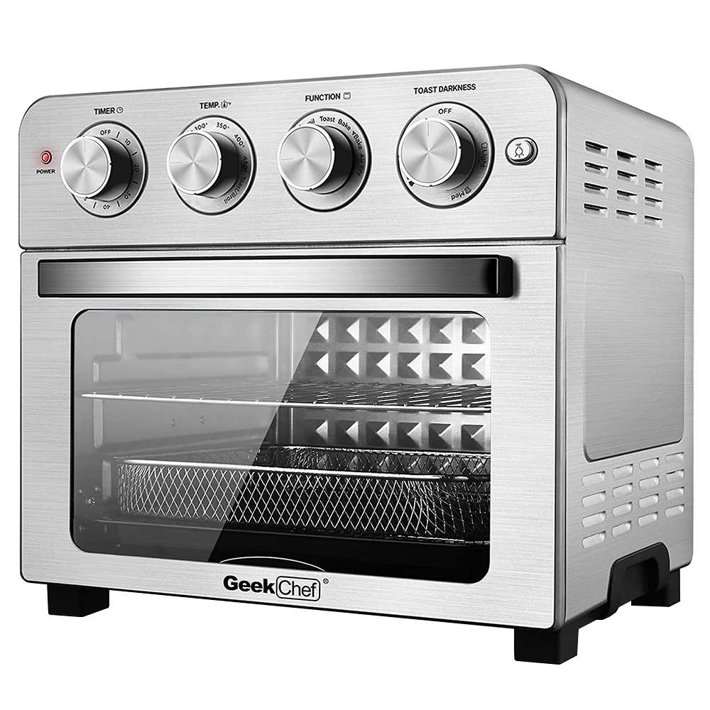 GEEK GTO23 Air Oven 24QT Capacity 1700W Power Easy to Clean for Heating, Grilling, Frying, Baking - Silver