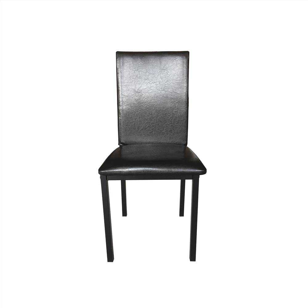 Обеденный стул с кожаной обивкой, набор из 4-х, с высокой спинкой и металлическими ножками, для ресторана, кафе, таверны, офиса, гостиной - черный