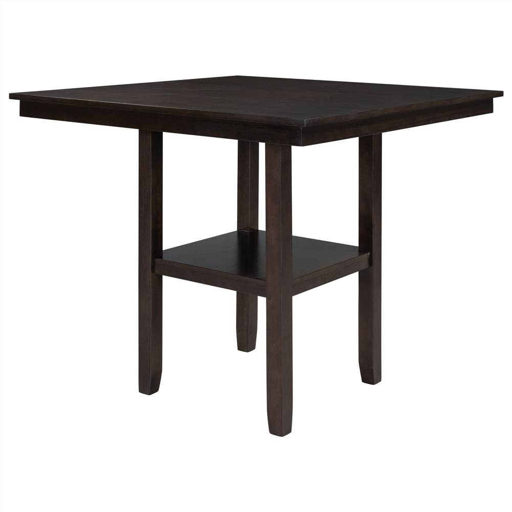 

TREXM Wooden Counter Height Dining Table with Storage Shelf, for Restaurant, Cafe, Tavern, Living Room - Espresso