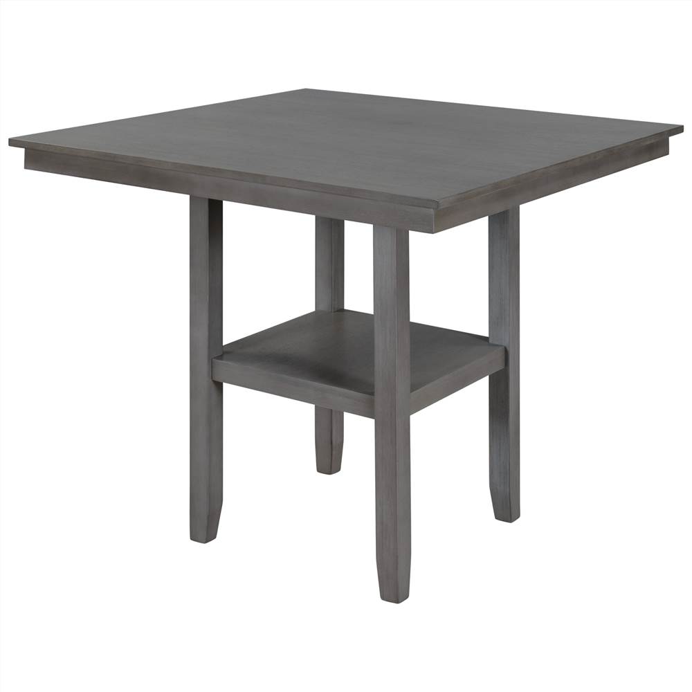 

TREXM Wooden Counter Height Dining Table with Storage Shelf, for Restaurant, Cafe, Tavern, Living Room - Gray