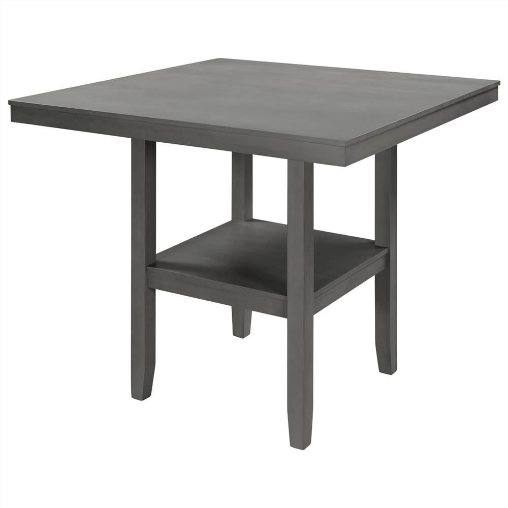 

TREXM Wooden Counter Height Dining Table with Storage Shelf, for Restaurant, Cafe, Tavern, Living Room - Gray