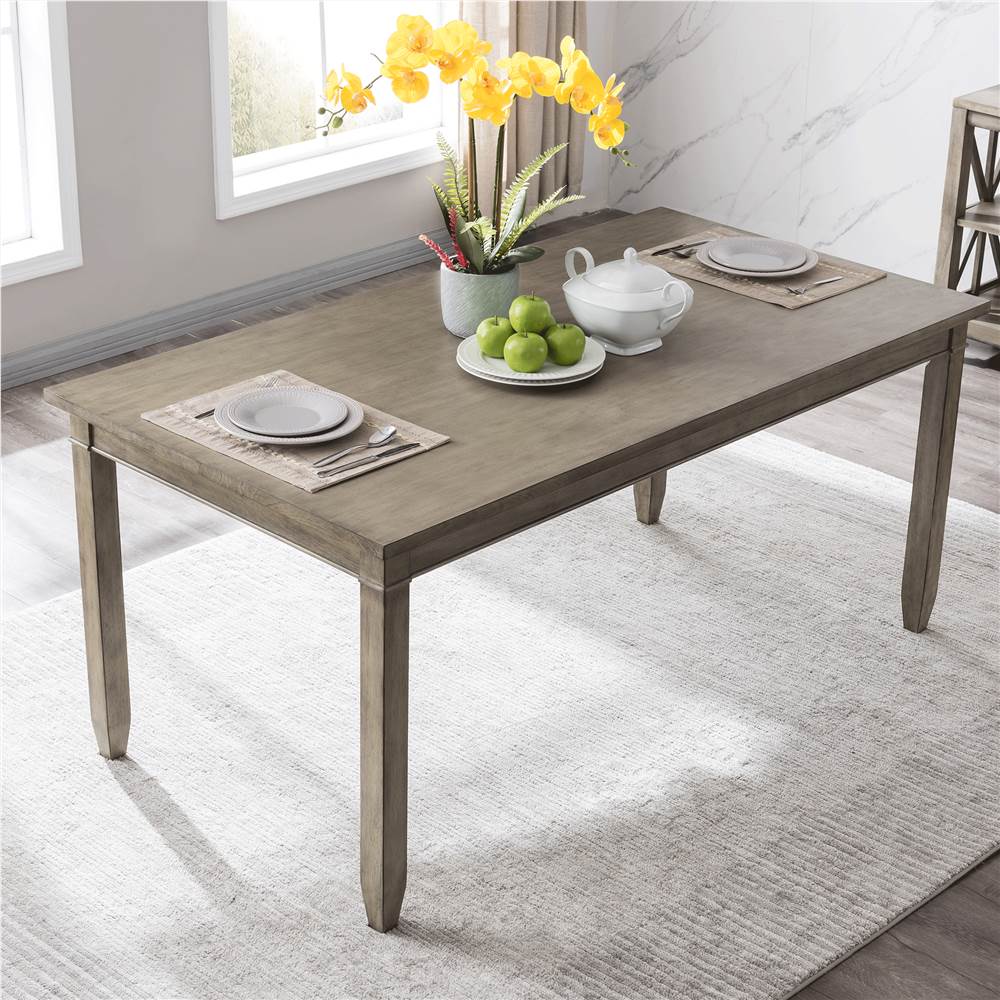 

67.3" Rectangle Wooden Dining Table for Restaurant, Cafe, Tavern, Living Room - Gray