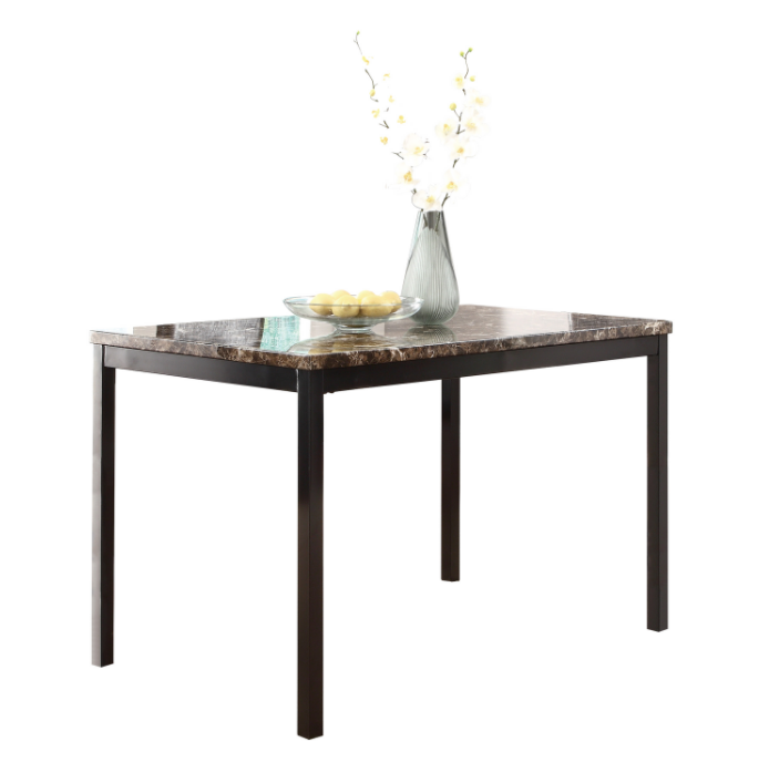 

48" Rectangle Dining Table with Faux Marble Tabletop and Metal Frame, for Restaurant, Cafe, Tavern, Living Room - Black