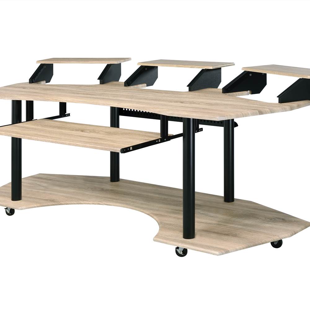 ACME Eleazar Computertisch mit Tastaturablage, Holztischplatte und Metallrahmen, für Spielzimmer, kleinen Raum, Arbeitszimmer - Natur