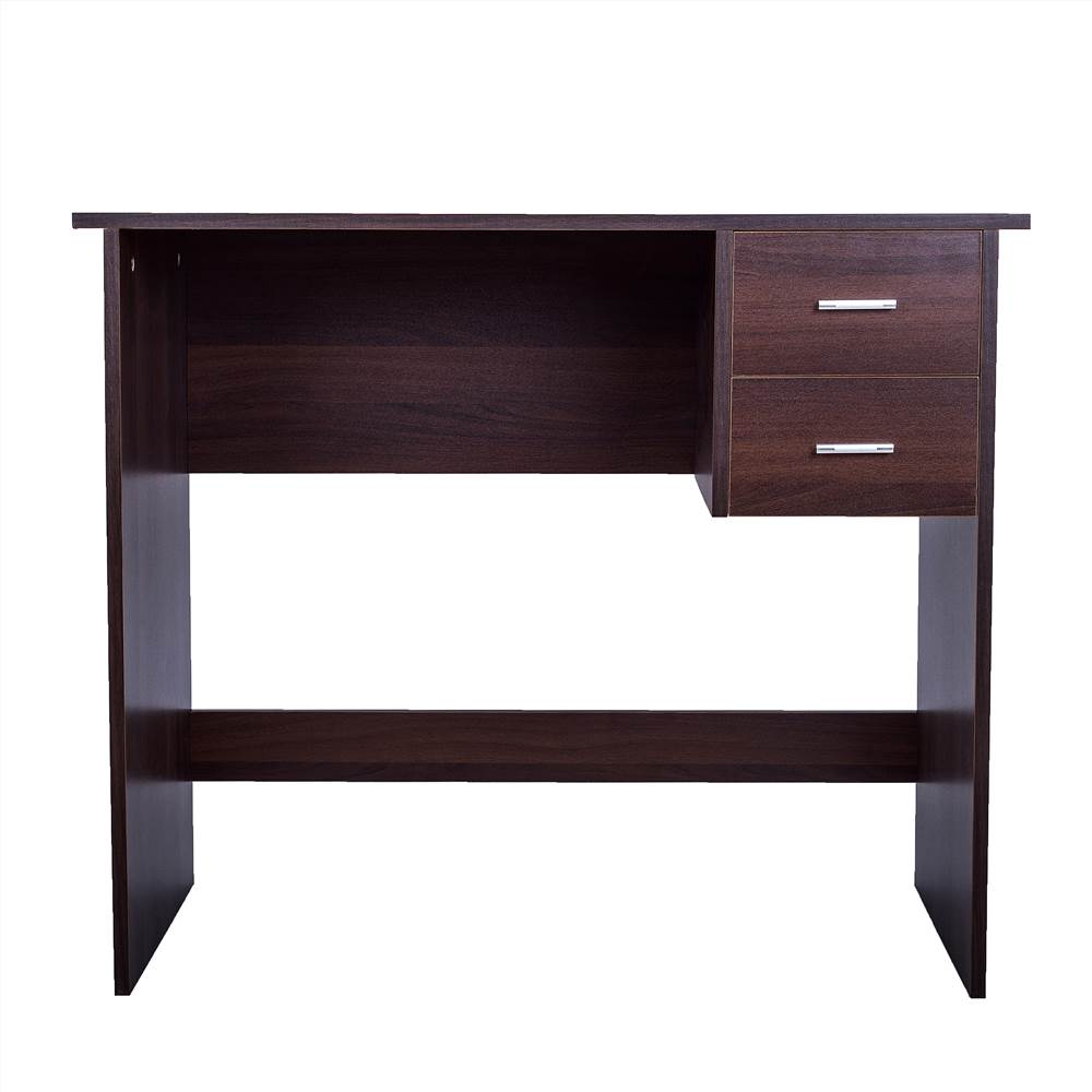 Home Office Computer Desk with 2 Pull-Out Storage Drawers and Stable Wooden Frame, for Game Room, Study Room, Small Space - Walnut