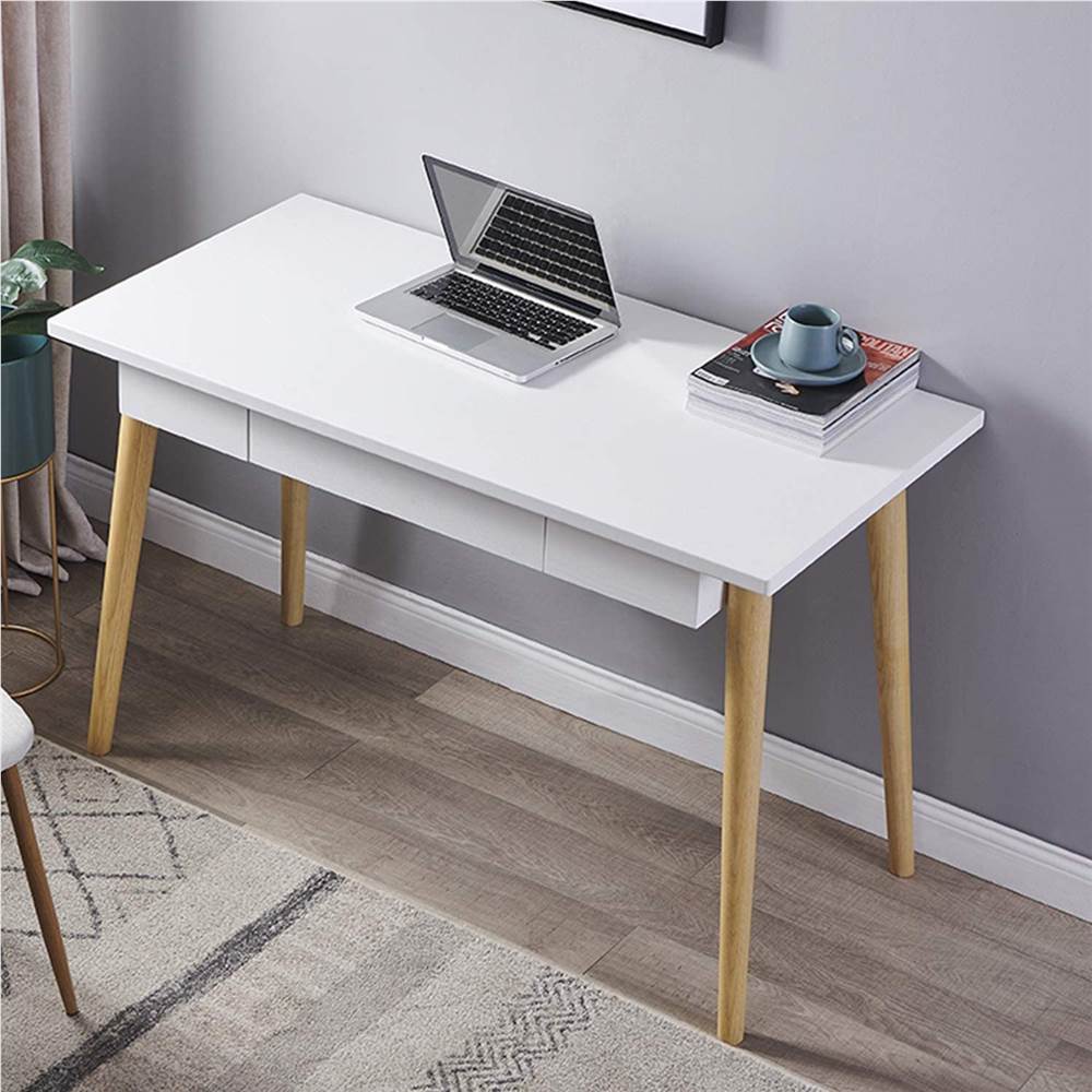 

Home Office Computer Desk with 1 Storage Drawer and Solid Wood Legs, for Game Room, Office, Study Room - White