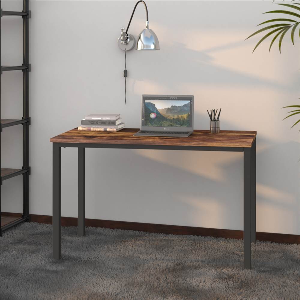 

Home Office 47" Computer Desk with MDF Tabletop and Metal Frame, for Game Room, Small Space, Study Room - Brown