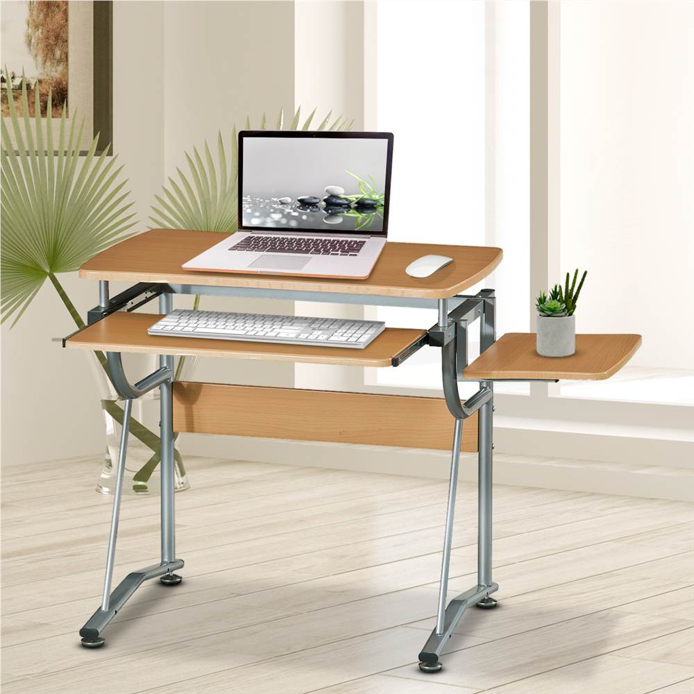 Techni Mobili 43" Computertisch mit ausziehbarer Tastaturablage, Seitenablage, MDF-Tischplatte und Metallrahmen, für Spielzimmer, kleine Räume, Arbeitszimmer - Kirsche
