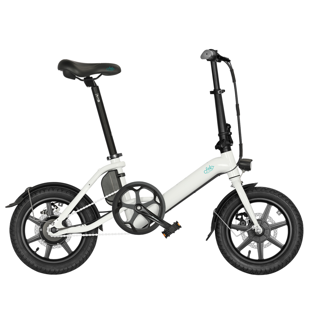 FIIDO D3 Pro Bicicletta elettrica pieghevole per ciclomotore 14 pollici Bicicletta da città per pendolari Max 25 km / h Tre modalità di guida Batteria al litio da 7.5 Ah Corpo in lega di alluminio - Bianco